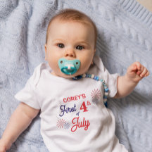 Gepersonaliseerde "Eerste 4 juli" Baby Bodysuit