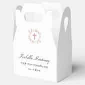 Gepersonaliseerde eerste communie roze bloemenkrui bedankdoosjes (Geopend)