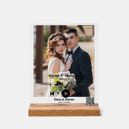 Gepersonaliseerde eerste dans lied bruiloft foto acryl bord (Voorkant)