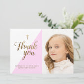Gepersonaliseerde Eerste Heilige Communie Dank u k Bedankkaart (Staand voorkant)