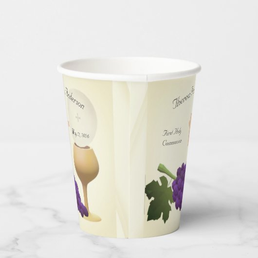 Gepersonaliseerde Eerste Heilige Communie Papieren Bekers (Rechts)
