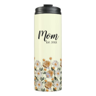 Gepersonaliseerde eerste keer mam cadeau bloemen thermosbeker
