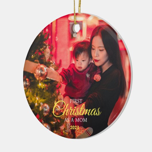 Gepersonaliseerde eerste kerst als een moeder met  keramisch ornament (Links)