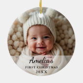 Gepersonaliseerde eerste kerst Baby foto Keramisch Ornament (Achterkant)