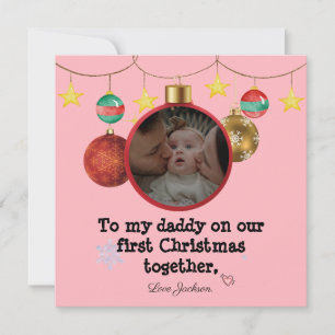 Gepersonaliseerde eerste kerst Kaart voor papa, fo