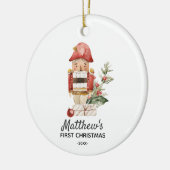 Gepersonaliseerde eerste kerstbaby Boy Nutcracker Keramisch Ornament (Links)