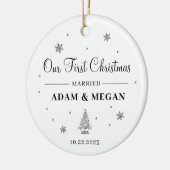 Gepersonaliseerde Eerste Kerstgehuwde versiering Keramisch Ornament (Links)