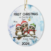 Gepersonaliseerde Eerste Kerstmis als een Familie Keramisch Ornament (Links)