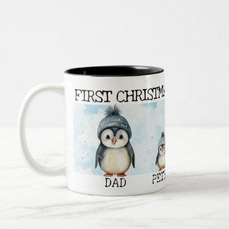 Gepersonaliseerde Eerste Kerstmis als een Familie Tweekleurige Koffiemok