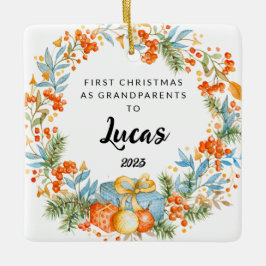 Gepersonaliseerde eerste Kerstmis als grootouders Keramisch Ornament