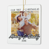 Gepersonaliseerde eerste Kerstmis als mama en papa Keramisch Ornament (Links)