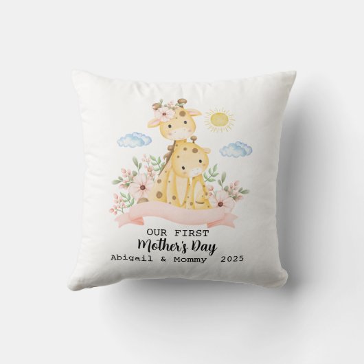 Gepersonaliseerde eerste Moederdag 2025 Aangepaste Kussen (Achterkant)