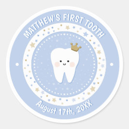 Gepersonaliseerde eerste-tandenmijlpaal ronde sticker