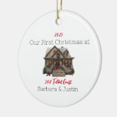 Gepersonaliseerde Eerste thuisversiering Keramisch Ornament (Links)