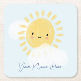 Gepersonaliseerde eerste verjaardag Baby shower zo Vierkante Kartonnen Onderzetter