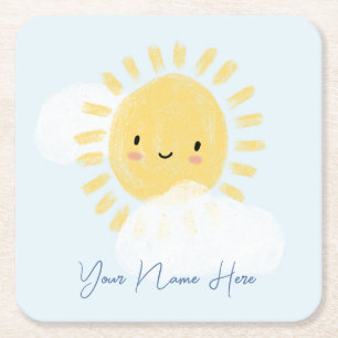 Gepersonaliseerde eerste verjaardag Baby shower zo Vierkante Kartonnen Onderzetter