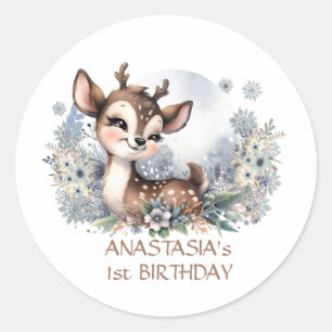 Gepersonaliseerde Eerste Verjaardag Kerst schattig Ronde Sticker