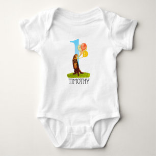 Gepersonaliseerde eerste verjaardag Otter Boy Romper