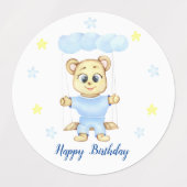 Gepersonaliseerde eerste verjaardag Teddy Bear Boy Labels (Design 1)