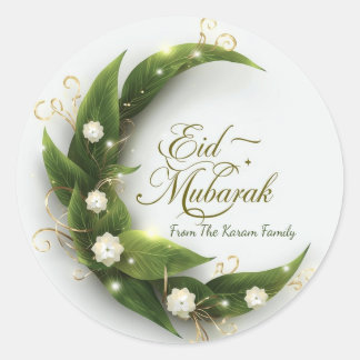 Gepersonaliseerde Eid Mubarak Moslim moderne Klass Ronde Sticker