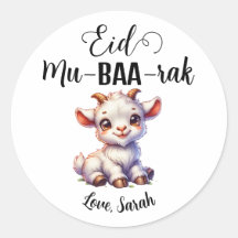 Gepersonaliseerde Eid Mubarak ronde geit Stickers