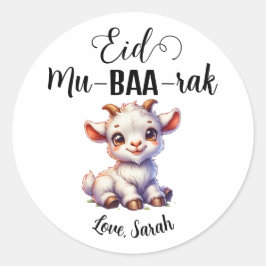 Gepersonaliseerde Eid Mubarak ronde geit Stickers