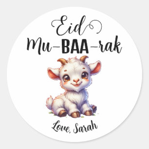 Gepersonaliseerde Eid Mubarak ronde geit Stickers