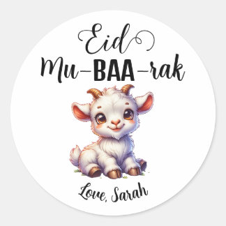 Gepersonaliseerde Eid Mubarak ronde geit Stickers