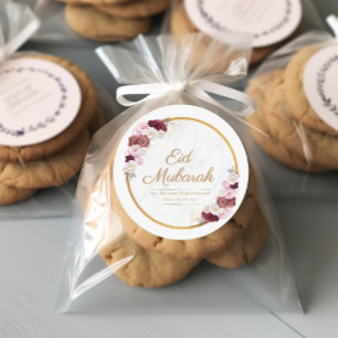Gepersonaliseerde Eid Mubarak Roze Bloem Sticker
