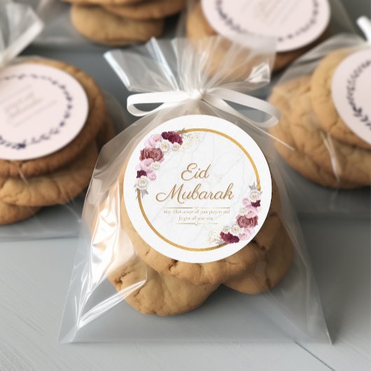 Gepersonaliseerde Eid Mubarak Roze Bloem Sticker