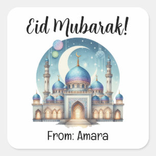 Gepersonaliseerde EID Mubarak Square Stickers