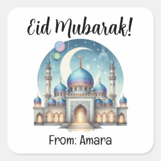 Gepersonaliseerde EID Mubarak Square Stickers