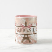 Gepersonaliseerde Eiffeltoren White, roze roze roz Mok (Midden)