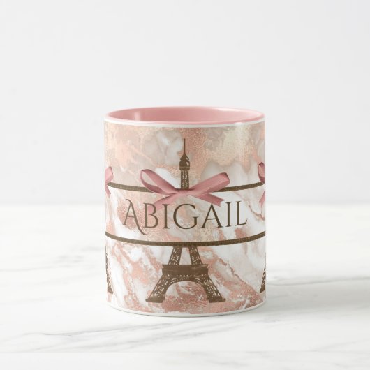 Gepersonaliseerde Eiffeltoren White, roze roze roz Mok (Midden)