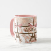 Gepersonaliseerde Eiffeltoren White, roze roze roz Mok (Voorkant links)