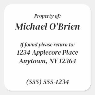 Gepersonaliseerde eigenschap van aangepaste inform vierkante sticker