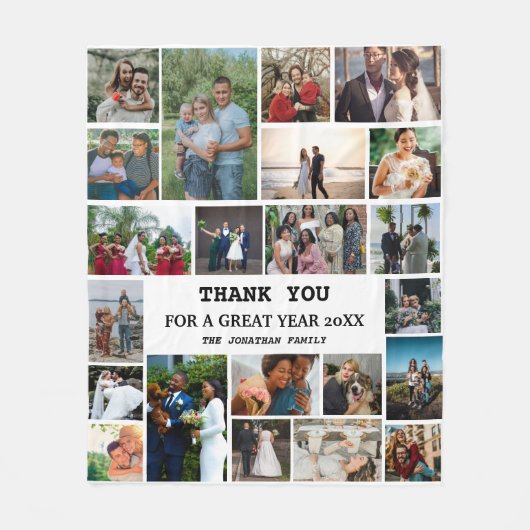 Gepersonaliseerde eindejaarsfamilie 22 Foto-collag Fleece Deken (Voorkant)