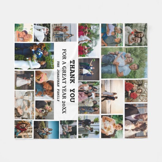 Gepersonaliseerde eindejaarsfamilie 22 Foto-collag Fleece Deken (Voorkant (Horizontaal))