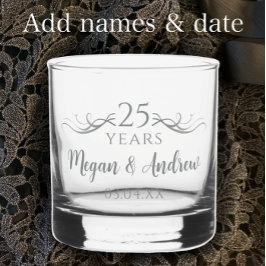 Gepersonaliseerde Elegant 25e bruiloft Jubileum Gi Whisky Glas