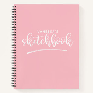 Gepersonaliseerde Elegant Blush Pink Sketchbook Notitieboek