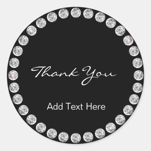 Gepersonaliseerde Elegant & Classy Black met diama Ronde Sticker (Voorkant)
