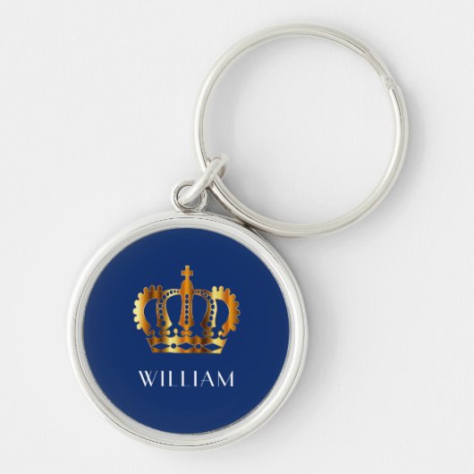 Gepersonaliseerde Elegant Crown Blue Sleutelhanger (Voorkant)