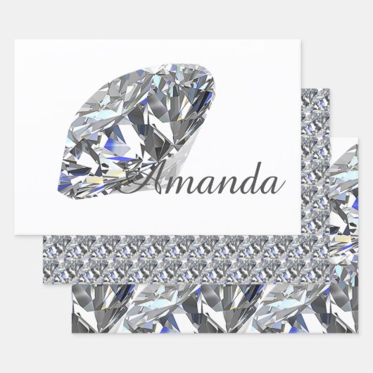 Gepersonaliseerde Elegant Diamonds Inpakpapier Vel (Set)