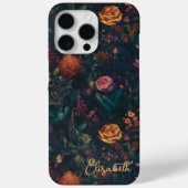 Gepersonaliseerde Elegant Donker Gotische Bloemen Case-Mate iPhone Case (Achterkant)