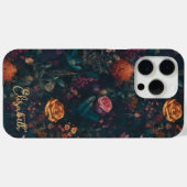 Gepersonaliseerde Elegant Donker Gotische Bloemen Case-Mate iPhone Case (Achterkant (horizontaal))
