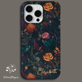 Gepersonaliseerde Elegant Donker Gotische Bloemen  iPhone 15 Pro Max Hoesje