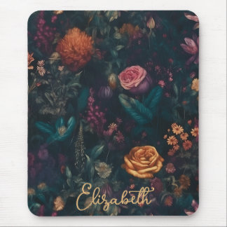 Gepersonaliseerde Elegant Donker Gotische Bloemen  Muismat