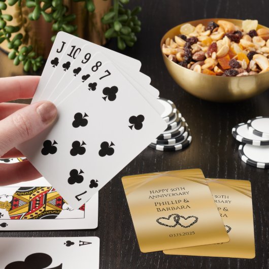 Gepersonaliseerde Elegant Golden 50e Jubileum guns Pokerkaarten (Insitu)