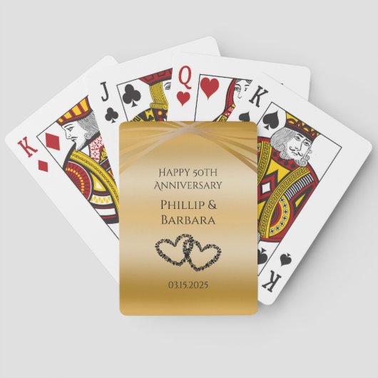 Gepersonaliseerde Elegant Golden 50e Jubileum guns Pokerkaarten (Achterkant)