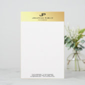 Gepersonaliseerde Elegant Goud Wit Sjabloon Modern Briefpapier (Staand voorkant)